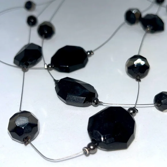 Black Floating Beads Necklace - Picture 2 of 2